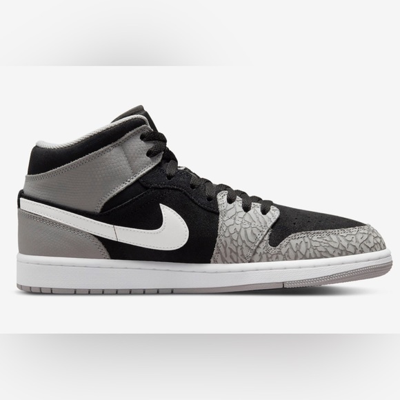 Nike Air Jordan 1 Mid SE Elephant Toe Black Grey Shoes DM1200-016 Men's Size 10 - Picture 5 of 6